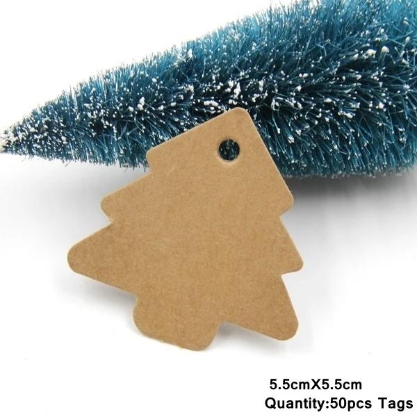 Etiquetas de Papel Kraft em Forma de Árvore - 50 Peças para Natal, Casamentos e Festas, Tags Brancas para Presentes e DIY