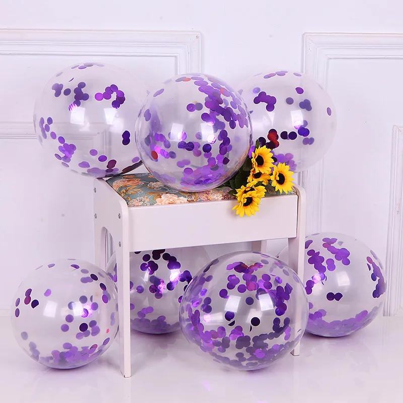 Transparente lantejoulas látex balão, decoração do casamento, festa de aniversário suprimentos, confete, atacado, 12 polegadas, 10 pcs - Image 1