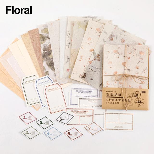 Conjunto de 30 Peças de Papel de Tecido para Scrapbooking - Papel Kraft com Textura de Pele de Cebola para Decoração Floral e Artesanato DIY