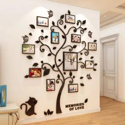 3d acrílico espelho adesivos de parede diy moldura da foto sala arte decoração para casa família foto árvore adesivos de parede - Image 1