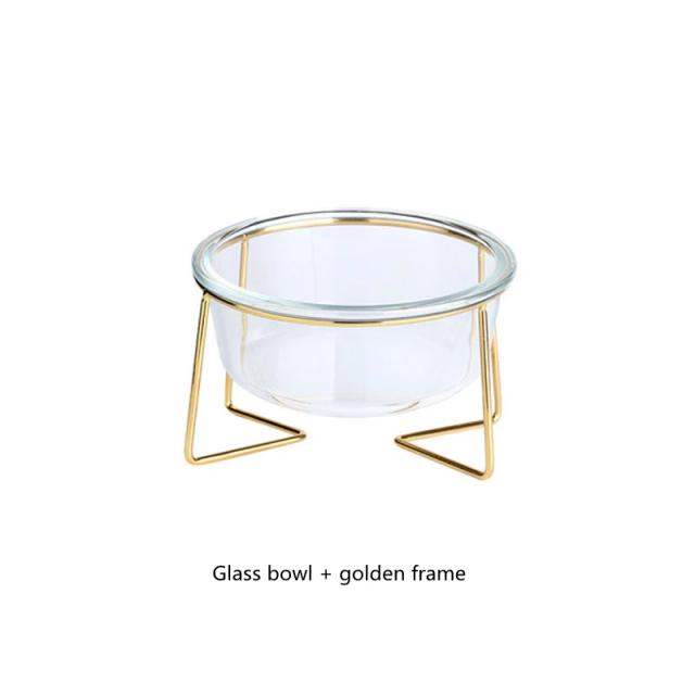 Tigelas Antiderrapantes para Gatos com Suporte Dourado: Alimentadores Elegantes para Animais de Estimação