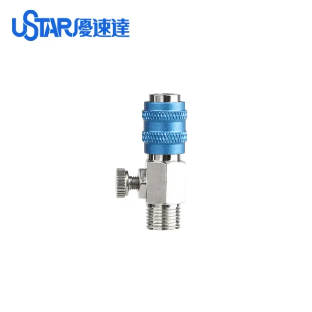 Conector Ustar Airbrush de Mudança Rápida (1/8”) com Ajuste de Fluxo de Ar para Modelismo e Pulverização