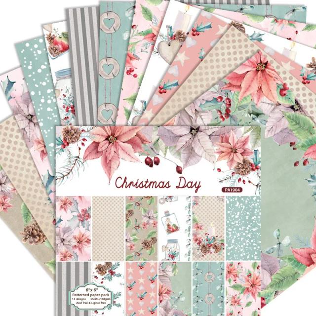 Kit de 12 Folhas de Papel Cartão para Scrapbooking e Artesanato - Ideal para Natal, Origami e Projetos Faça Você Mesmo