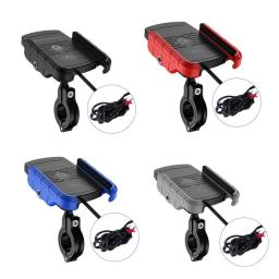 Suporte de celular para motocicleta com qc 3.0, carregador usb sem fio, para iphone 12 11 x samsung com gps - Image 5