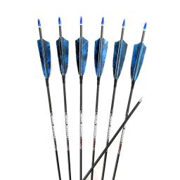 Flechas de carbono para tiro com arco longa caça, flechas para flechas de carbono para coluna 400 500 600 700 800 900 1000 id4.2 arco composto de penas de peru longbow caça 12 peças - Image 5