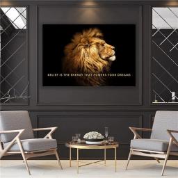 Leão tigre posters animal energia seus sonhos motivacional quadros em tela nordic parede arte da imagem em tela decoração do quarto - Image 3