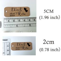 Nome personalizado & data obrigado você tag weding festa decoração favores personalized mini kraft tags favor do casamento - Image 4