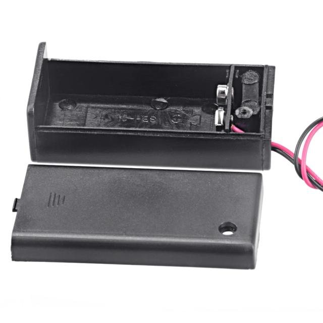 Caixa de Bateria de 9V com Fio de Ligação e Interruptor On/Off