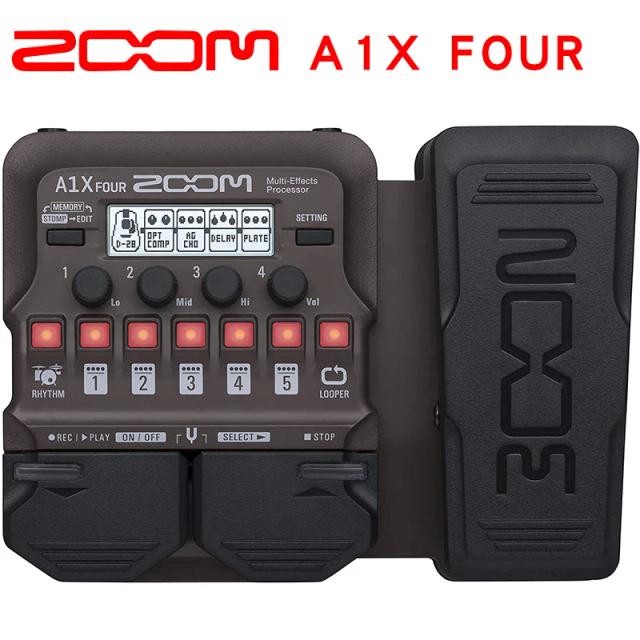 Processador Multi-Efeitos Zoom A1X para Instrumentos Acústicos com Pedal de Expressão e Seção de Ritmo para Guitarra, Saxofone e Violino