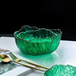 Vaso de salada de frutas em relevo, esmeralda japonesa doméstica verde, tigela de vidro criativa, personalidade, grande capacidade - Image 6