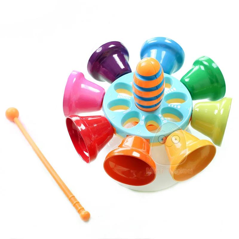 Crianças 8 nota percussão sino colorido mão sino musical jogo do bebê cedo educacional instrumento de música brinquedos para crianças presente - Image 1