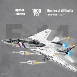 Blocos de construção de aviões militares para crianças Tomcat Fighter Model DIY Large Aircraft, brinquedos para meninos, presentes de aniversário, EUA F-14 - Image 5