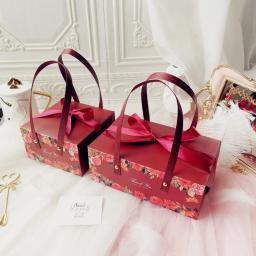 Presentes de casamento para convidados, caixas e embalagens de bolo, caixa de flores com decoração portátil de casamento, lembranças de festa, caixa de presente, embalagem - Image 4