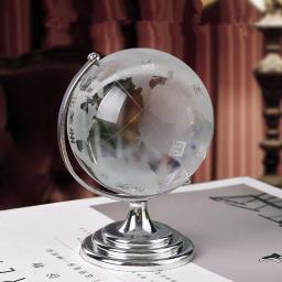 Cristal Globo Modelo Ornamentos, 360 Globos Mundiais Terrestres com Suporte Rotativo, Mapa da Terra, Geografia Escritório Decoração Brinquedos, S, L - Image 1