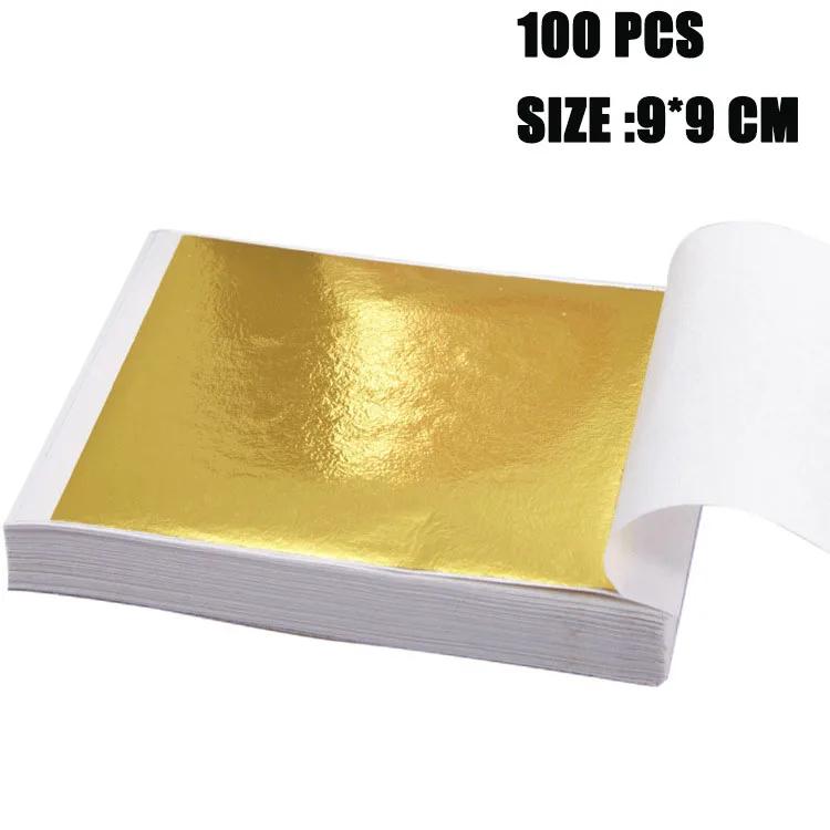 Papel folha de cobre com imitação de ouro, folha de arte artesanal design de papel folha de cobre para faça você mesmo molde de resina para fazer velas decoração de artesanato folha com 100 peças - Image 1