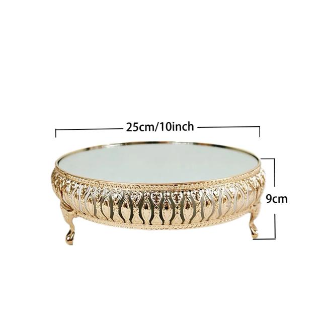Decoração Elegante para Casamentos: Suporte de Bolo em Metal, Bandeja de Espelho e Carrinho de Cupcake para Festas
