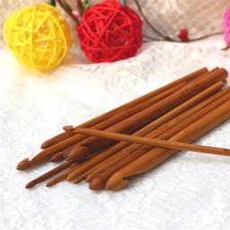 Novidade 12 peças 12 tamanhos gancho de madeira de bambu kit agulhas de crochê para tear ferramenta artesanato faça você mesmo acessório de tricô - Image 3