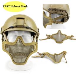Nova caça tiro militar meia face máscaras malha de metal respirável adaptar ao capacete rápido - Image 1