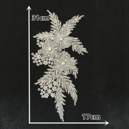 Aplicação de flores em 3d, gola de renda com strass, tecido de renda, bordado, materiais de artesanato, vestido tudo para costura, acessórios - Image 5