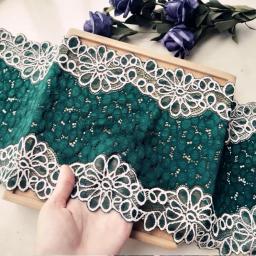 Tecido de renda elástico para decoração artesanal, 3 metros de alta qualidade, verde e branco, super amplo de 20cm, faça você mesmo, decorativo, chantilly, com elasticidade - Image 1