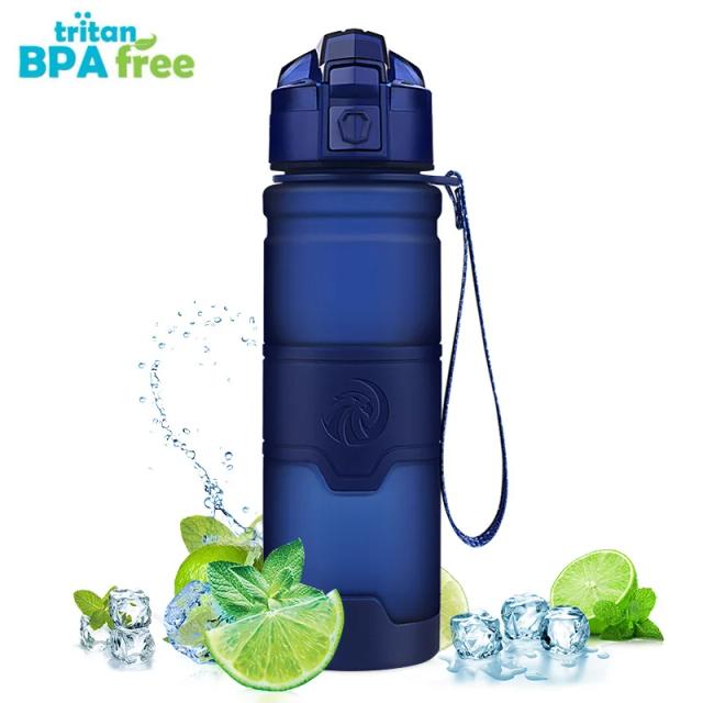 Garrafa de Água Azul Escuro ZORRI: BPA Livre, Reutilizável e Ideal para Esportes, Caminhadas e Ginásio