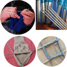 Flrhsjx 5 pçs agulhas de tricô de aço inoxidável 2-4mm 5 tamanhos conjuntos de gancho de crochê duplo apontado artesanato diy tecelagem agulhas de crochê - Image 5