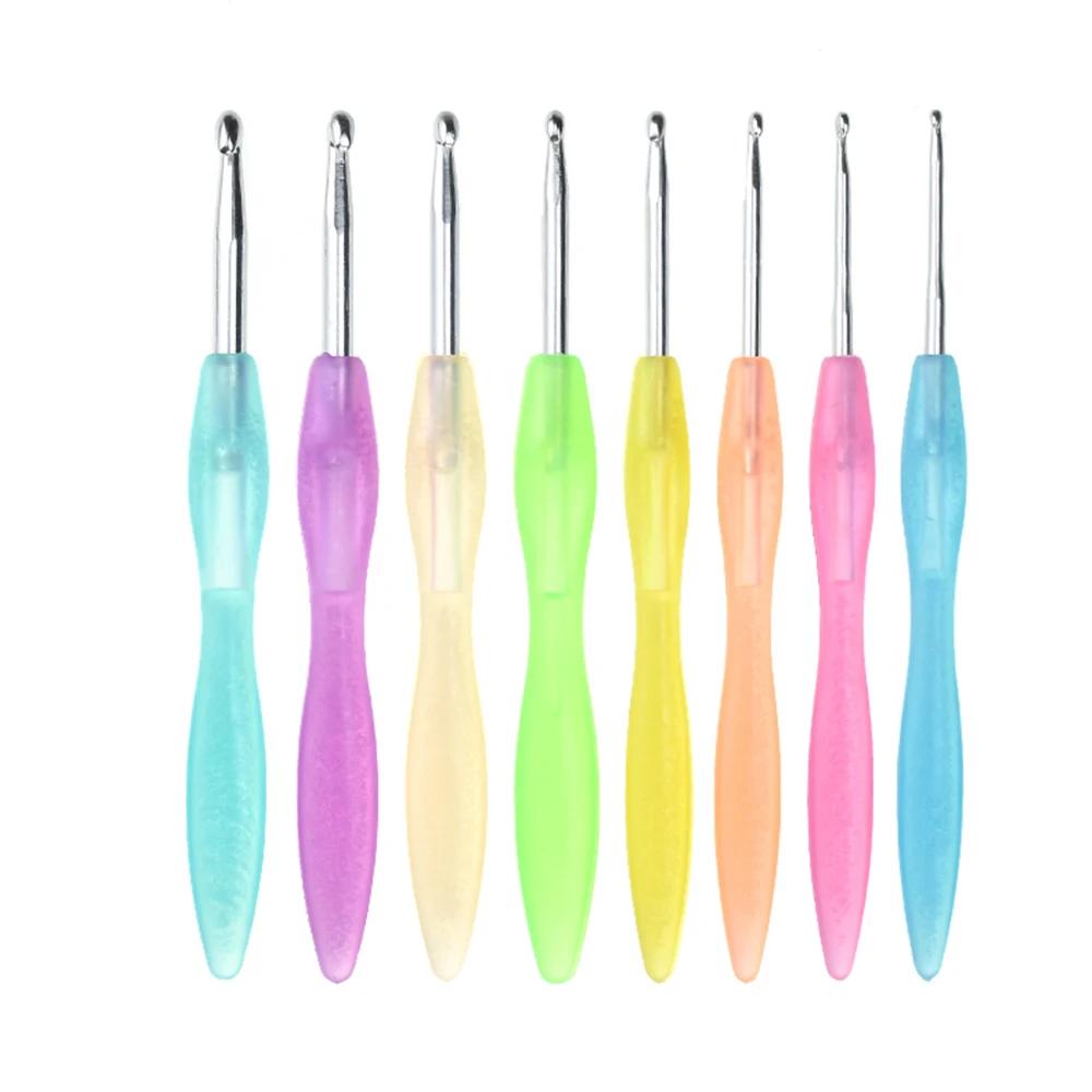 Conjunto de agulhas de crochê ergonômicas, 8 tamanhos, 2.5mm-6mm, faça você mesmo, cor de doces, tecelagem, gancho, ferramenta de tricô - Image 1