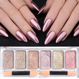Holográfica Chrome Pó Prego, Espelho Glitter, Laser Poeira, flocos espumantes, Pigmento Manicure Design, Rose Gold, metálico, NL1933-11 - Image 4