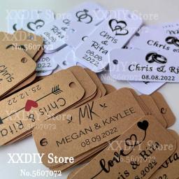 Nome personalizado & data obrigado você tag weding festa decoração favores personalized mini kraft tags favor do casamento - Image 6