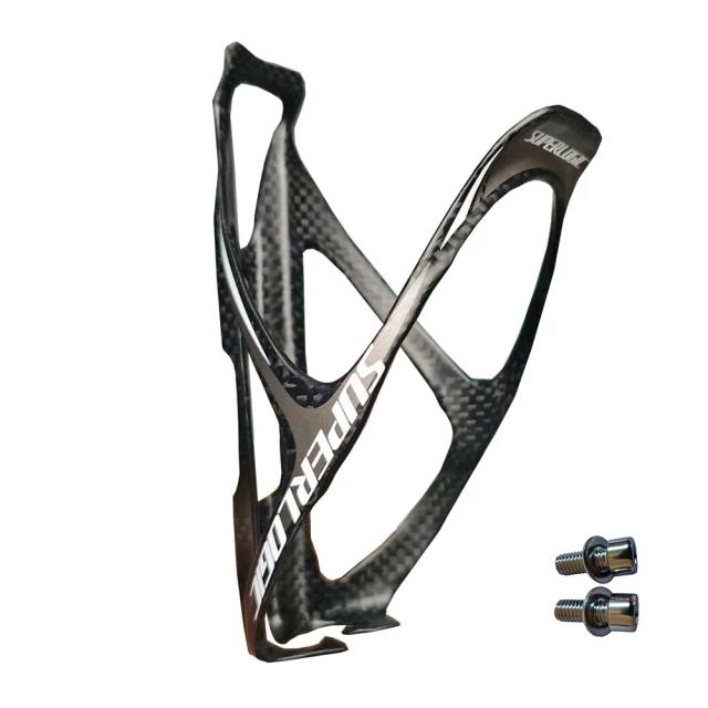 Conjunto Completo de 2 Suportes de Fibra de Carbono para Bicicleta com Garrafa e Parafusos - Acessórios MTB e Estrada 3K Fosco
