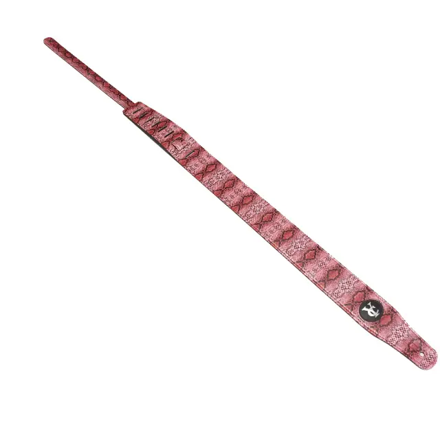 Correia de Guitarra Elétrica em Couro com Estampa de Pele de Cobra e Cinto Rosa para Baixo Acústico