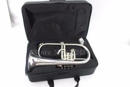 Novo b plana flugelhorn latão banhado a prata bb trompete alta qualidade instrumentos musicais de bronze chifre com bocal frete grátis - Image 6
