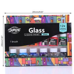 Pintura de vidro pigmentos ricos, conjunto de tinta corporal pesada 12x25ml para pintura de artesanato com tela - Image 6