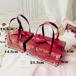 Presentes de casamento para convidados, caixas e embalagens de bolo, caixa de flores com decoração portátil de casamento, lembranças de festa, caixa de presente, embalagem - Image 6