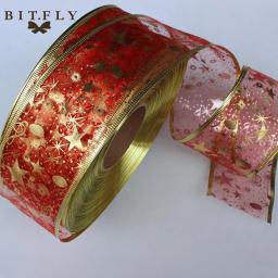 2 jarda organza bling fita grinalda flores presente de natal capina fio afiado artes artesanato costura casamento decoração de natal - Image 5