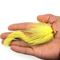 Vampfly isca de coelho alto 2/0, 3 peças de iscas de coelhinho para pesca em água salgada, isca de pesca líquida preta, branca e amarela - Image 6