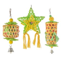 Gaiola de rotim/papel natural, gaiola de mastigar para pássaros de estimação, brinquedos, papagaio, triturador, decoração de suspensão para casa - Image 1