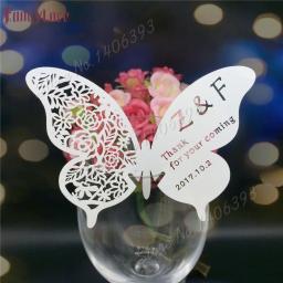 Cartões festa de borboleta faça você mesmo, 50 peças, marcador de mesa, vinho, vidro, nome, cartão de lugar, aniversário, casamento, evento, festa, bar, decoração, presente de festa - Image 1