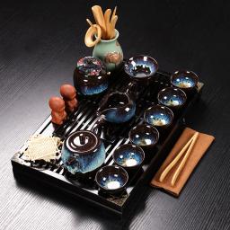 Luxo chinês conjunto de xícara de chá porcelana moderno chá cerimônia coador roxo argila kung fu chá conjunto bandeja juego de te teaware dg50ts - Image 3