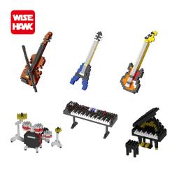 Wisehawk mini bonito figura de ação instrumento musical seguro abs plástico blocos de construção 3d diy montagem tijolos modelo brinquedos para crianças - Image 1