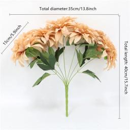 Europeu Artificial Floral Dália Bouquet, Margarida Seda Flores, Decoração Crisântemo para Casa, Casamento, Mesa De Jantar Presente, 7 Branch - Image 4