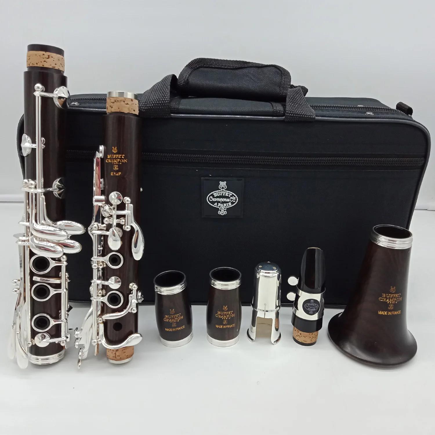 Clarinetes e12f com 17 teclas incluídas, frete grátis, música, clube de ébano, madeira, clarinetes de estudante, chaves banhadas a prata, jogo de boca - Image 1