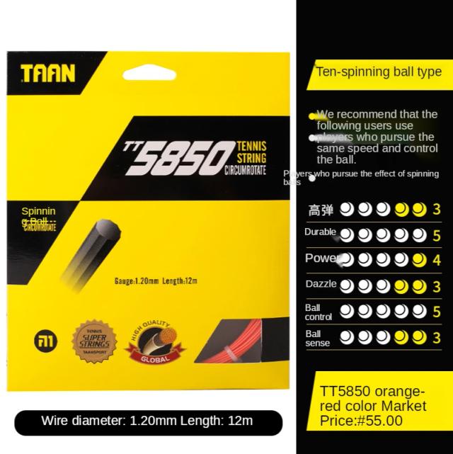 Corda de Tênis Taan TT8600, TT8800 e TT5600 para Treinamento Competitivo