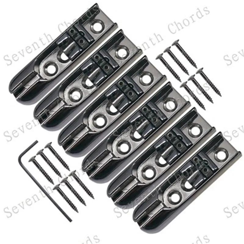 Um conjunto de 6 pçs ponte individual selas tailpiece para 6 cordas baixo guitarra instrumento musical acessórios peças - Image 1