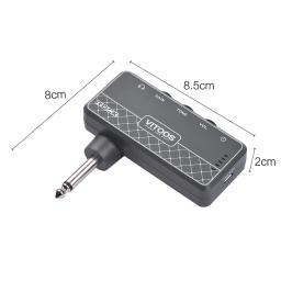 VITOOS-ROCK guitarra fone de ouvido amp 1/4 Polegada plug 3.5mm fone de ouvido jack & aux in com volume de ganho built-in bateria recarregável - Image 3
