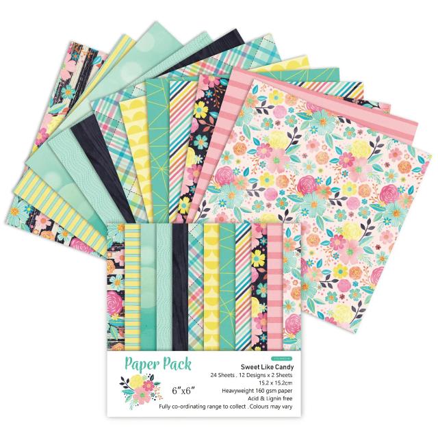 Papel de Doce para Scrapbooking - Pacote com 24 Folhas Artesanais para Artesanato e Almofada de Fundo 916