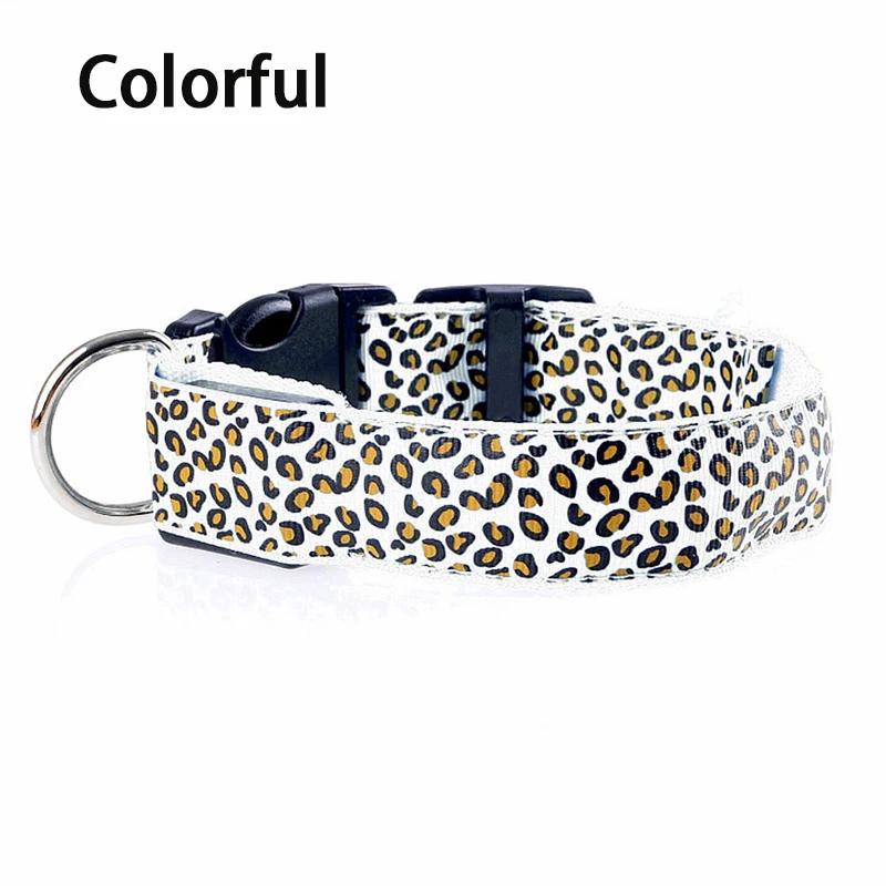 Leopard levou coleira luminosa, ajustável, brilhante, para animal de estimação, segurança noturna, nylon, brilhante - Image 1