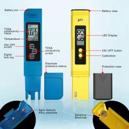 Medidor Digital Tester Termômetro Caneta, Pureza da Água, Filtro PPM, Hidropônico para Aquário, Monitor de Água Piscina, PH TDS EC - Image 2