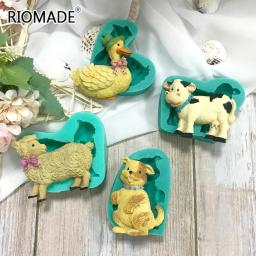 Molde animal do silicone para o ofício do emplastro da resina, pato, cão, ovelha, leite, vaca, biscoitos modelo, cozimento do chocolate, ferramentas do bolo de Fondant - Image 1