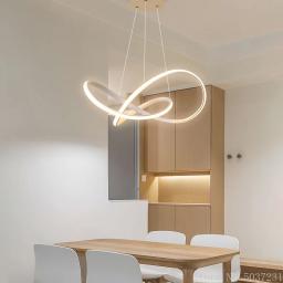 Curva simples e moderno luzes pingente de alumínio restaurante conduziu a lâmpada pendurada arte sala estar quarto estudo iluminação led lâmpadas nordic - Image 3